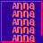 four identical with a purple background, pink border, and repeated orange text "ANNA" in pixelated font