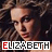 repeated images showing a person with curly brown hair and light skin, each overlaid with the text "ELIZABETH" in white letters outlined in black