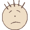 25 cartoon faces with beige skin and brown hair, each displaying distinct expressions on a gray background