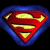 A pixelated Superman shield icon with red and yellow colors on a blue border, next to green text reading 'Original Icons .com' on a dark background.