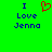 Green background with blue text reading "I Love Jenna" and a red heart symbol replacing the word "Love" in one version.