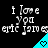 Pixelated text and cyan triangular shapes with heart symbols on a black background, arranged in repeating