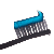 Pixelated image of a toothbrush with blue bristles and a black handle against a white background.