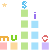 Pixelated of colored squares and symbols including blue dollar signs, green stars, purple 'i's, orange 'm's, red 'c's, and green 'u's arranged in a scattered pattern