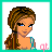 Animated contact sheet of a pixel-art doll icon with multiple frames showing different body parts and text elements in pink and teal colors.