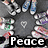Animated icon with heart symbols, text overlays, and a of small icons, featuring a gray background and colorful elements