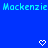 Blue background with repeated light blue text 'Mackenzie' and white pixelated heart symbols