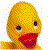 Animated contact sheet of a rubber ducky icon with sequential text changes and heart symbols above each frame.