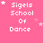 Pink background with white text "Sigels School Of Dance" and scattered pink stars in a