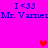 Bright pink background with blue text reading "I <33 Mr. Vann" repeated twice, three red pixelated hearts in different positions.