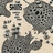 Pixelated grayscale image with dark gray shapes on light beige background and red text reading THE SHINS.