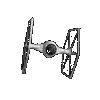 A monochrome TIE fighter model rotates through multiple angles against a solid gray background, displaying its wings and central cockpit in various orientations.
