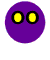 Six purple circular icons with yellow eyes, arranged in two of three on a gray background