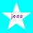 Four white star-shaped icons with purple text "jess" on a bright cyan background, arranged in a