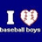 Blue background with white 'I' and heart-shaped baseball, pink text 'Gotta', 'be', 'HOT <33' on light background.
