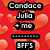 Red background with orange hearts, black text boxes containing 'Condaco', 'Jula', '+mo', a progress bar, and 'EFFS' in white pixelated font.