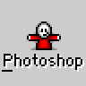 Animated contact sheet showing sequential frames of a pixel art buddy icon with red stick figures, orange sunset background, and cursor interactions across multiple states.