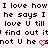 A static image displays repeated text in dark blue on a light pink background with red heart symbols replacing 'U' in some instances.