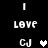 Pixelated black background displays white text and heart symbols with alternating heart colors between frames.