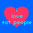 Four identical red hearts on blue background with cyan text reading 'i love fat people' inside each heart.