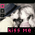 A 2x2 contact sheet of three animated frames showing a cartoon dog with pink nose and mouth, each frame featuring the text 'kiss me' in pink pixelated font over black background.