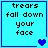 Four identical light blue square with dark blue borders display pixelated text 'tears fall down your face' and varying heart symbols
