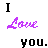 A static image displays multiple variations of the phrase "I love you." in different colors and styles, with some text partially cut off.