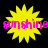 Yellow starburst shape with pink text reading 'sunshine' on black background, four identical instances arranged in two
