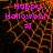 Animated Halloween-themed icon with pink text and orange web pattern on black background, showing a gray replacing the bottom-right section