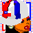 Animated contact sheet of a pixel art character with orange skin, black hair, and red lips performing a dance sequence while wearing a white hat with blue and red accents, accompanied by repeated text "chilean chica" in brown font.