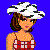 Pixelated cartoon character wearing a white cowboy hat and red plaid halter top against solid blue background with "Wild Cowgirl" text on right side.