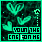 Animated contact sheet of a 4x3 grid showing sequential frames of a green neon-style buddy icon with hearts, stars, and text "YOUR THE ONE FOR ME" on a dark background.