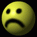 Six yellow spherical icons with sad expressions arranged in two , showing varying head angles and eye positions against a black background