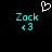 Pixelated cyan text 'Zack' with '13' below it on black background, white heart symbol above text, two identical side-by-side instances.