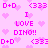 Pixelated pink background with repeated text and heart symbols in varying arrangements.