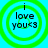 Four identical circular icons with green concentric rings on a cyan background, each displaying 'i love you<3' text.