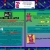 Pixelated static image showing a green and blue interface with multiple rectangular sections, including a top banner area and two side-by-side panels containing small icons.