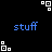 Animated contact sheet showing 11 frames of a pixelated icon with blue text and white square patterns on black background, plus gray transparency indicator.
