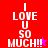 A four- displays 'I LOVE U SO MUCH!!' text with star symbols on red, pink, purple, and bright pink backgrounds