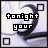 Pixelated heart-shaped background with changing text phrases in blue and black pixel font