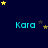 Dark blue background with scattered yellow and gray stars, four of cyan text reading 'Kara' in a pattern