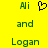 Yellow background with green pixelated text 'Ali', a black heart symbol, and 'Logan' arranged in two