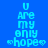 Blue background with light blue pixelated text reading "U are my only hope" and two heart symbols at the bottom.