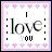 A 3x2 contact sheet of six animated frames from a pixel art buddy icon featuring "love YOU" text with heart borders, showing subtle color variations in the lower text across frames.