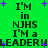Green background with black pixelated text repeating 'I'M in NJHS I'M a LEADER!!' and purple plus signs scattered throughout.