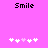 Pixelated 'Smile' text above two of white and pink plus signs on a solid magenta background