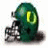 Green football helmet with yellow 'O' logo on white background, displayed in three showing slight rotation
