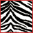 Black and white zebra stripes fill the background; red text animates across the bottom in a scrolling motion.