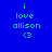 Blue background with green text 'i love allison' and a heart symbol, displayed in six positions where some have light blue overlays