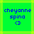 Green background with yellow lines, blue pixelated text reading 'cheyonne spina <3' in three